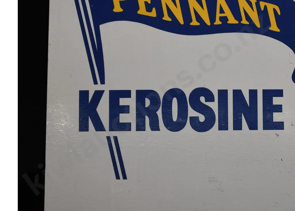 SHELL BLUE PENNANT KEROSINE PAINTED TIN SIGN Image 1++