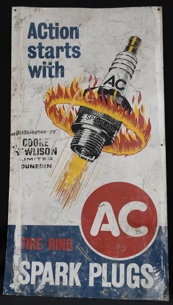 AC SPARK PLUGS PAINTED TIN SIGN Image 1++