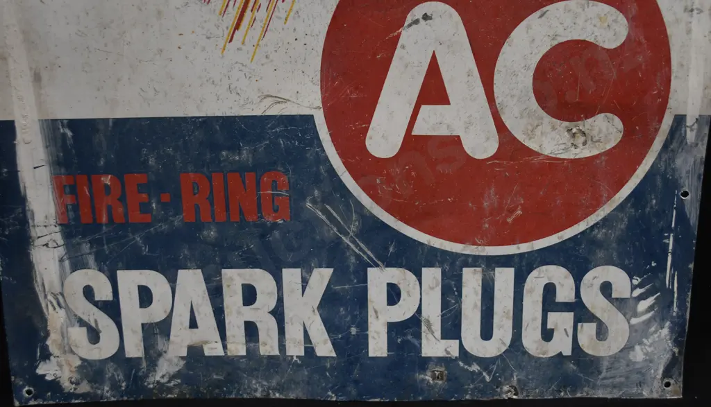 AC SPARK PLUGS PAINTED TIN SIGN Image 1++
