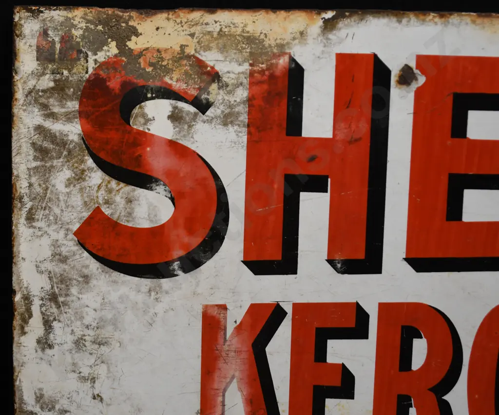 SHELL KEROSENE DOUBLE SIDED ENAMEL SIGN Image 1++