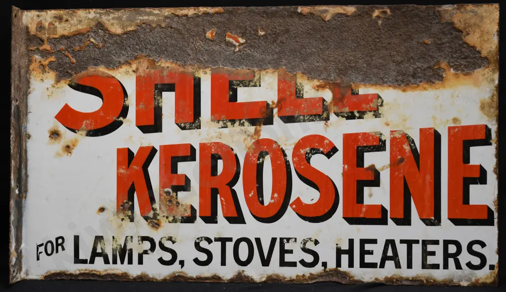 SHELL KEROSENE DOUBLE SIDED ENAMEL SIGN Image 1++