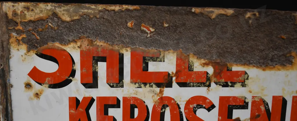 SHELL KEROSENE DOUBLE SIDED ENAMEL SIGN Image 1++