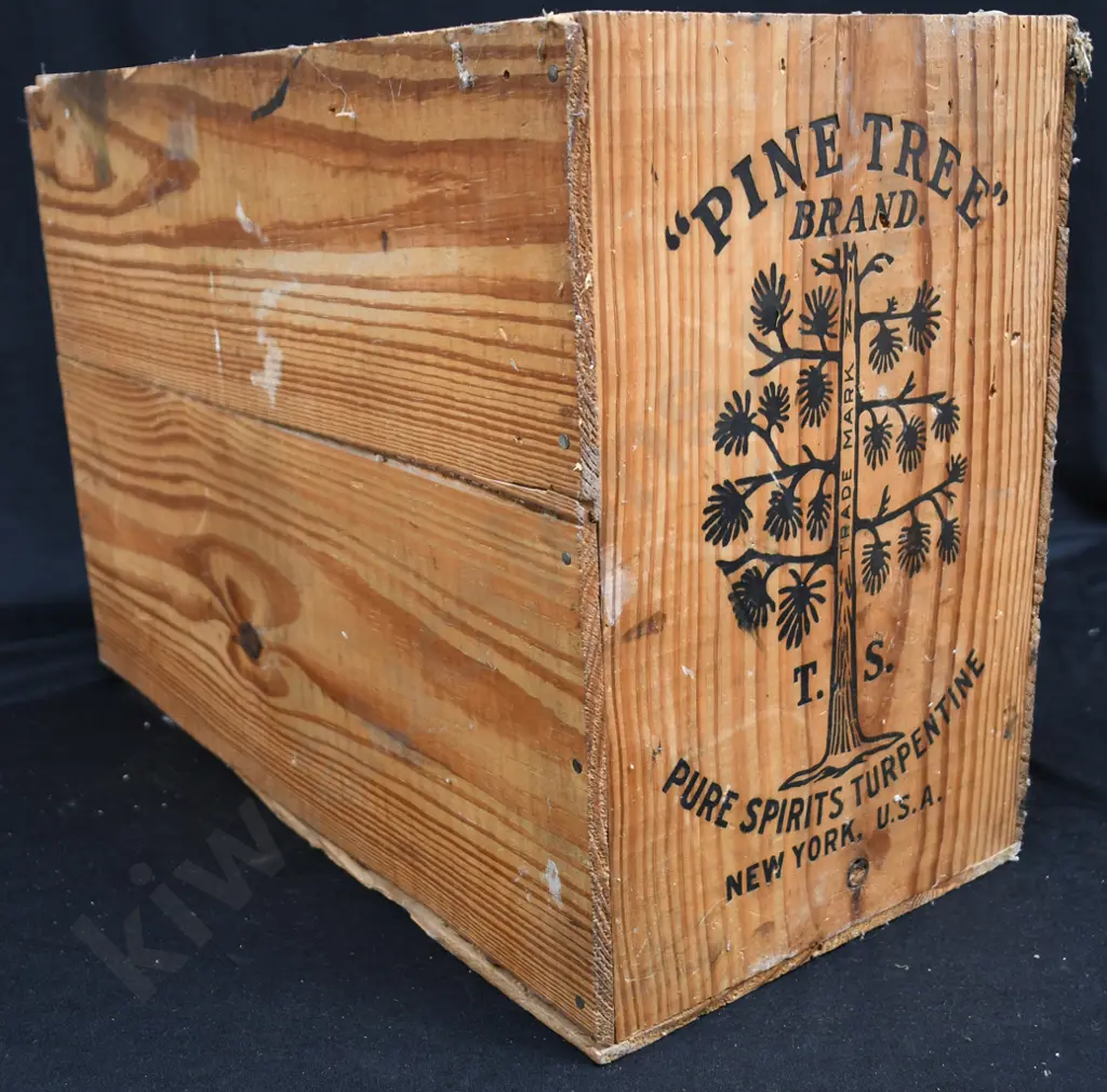 PINETREE BRAND TURPENTINE WOODEN BOX Image 1++
