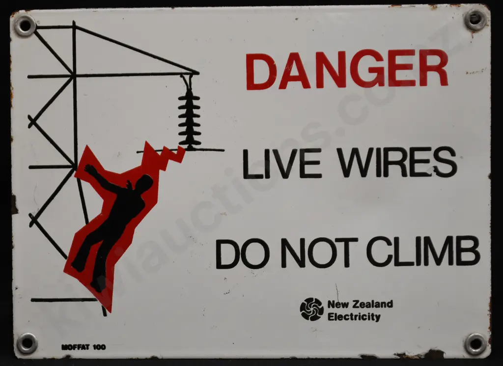 DANGER LIVE WIRES ENAMEL SIGN Image 1++