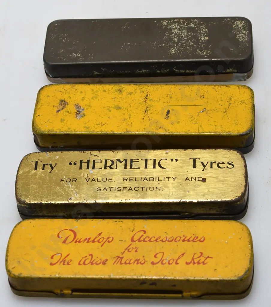 ASSORTED SMALL TINS AND TYRE GAUGE Image 1++