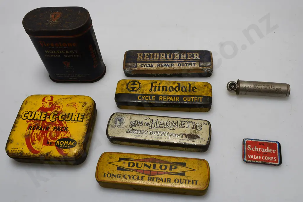 ASSORTED SMALL TINS AND TYRE GAUGE Image 1++