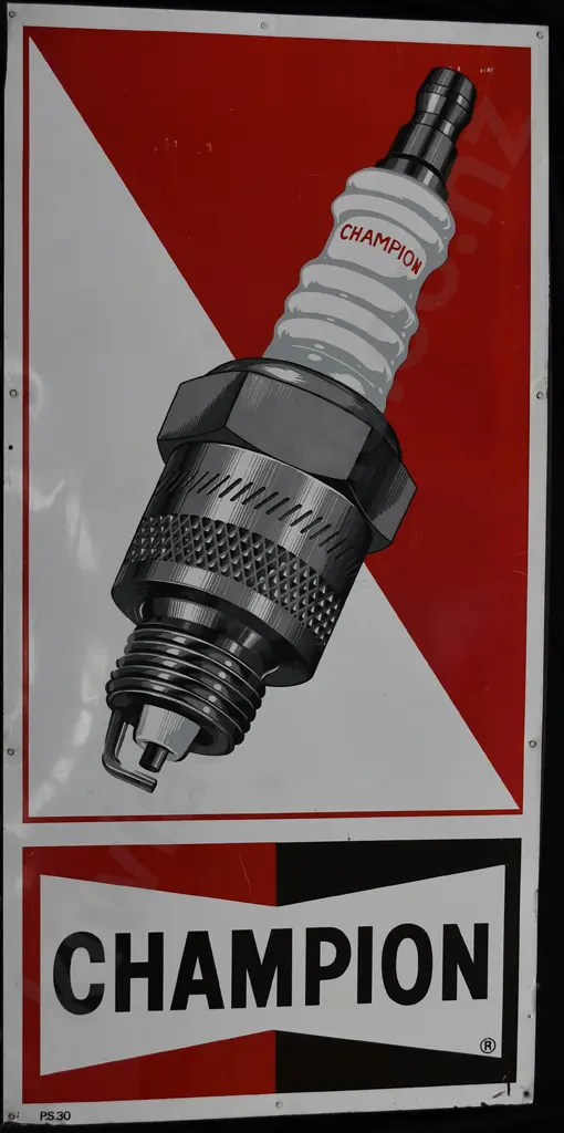 CHAMPION SPARK PLUGS PAINTED TIN SIGN Image 1++