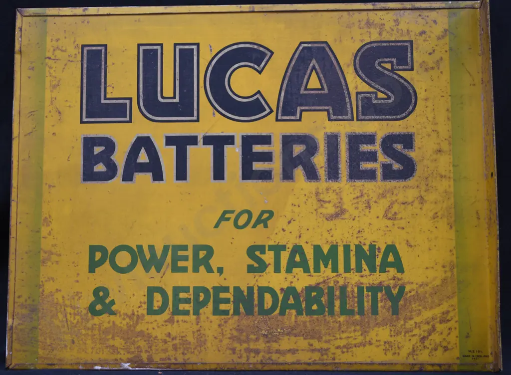 LUCAS BATTERIES FLANGE TIN SIGN Image 1++