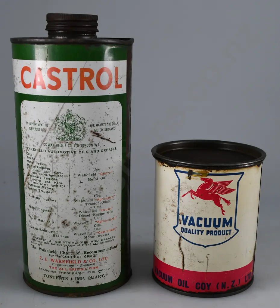 CASTROL MOTOR OIL AND GARGOYLE GREASE TINS Image 1++