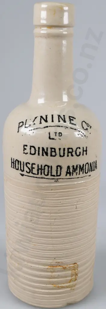 PLYNINE AMMONIA,  FURNITURE CREAM STONEWARE BOTTLES, MUFF WARMER Image 1++