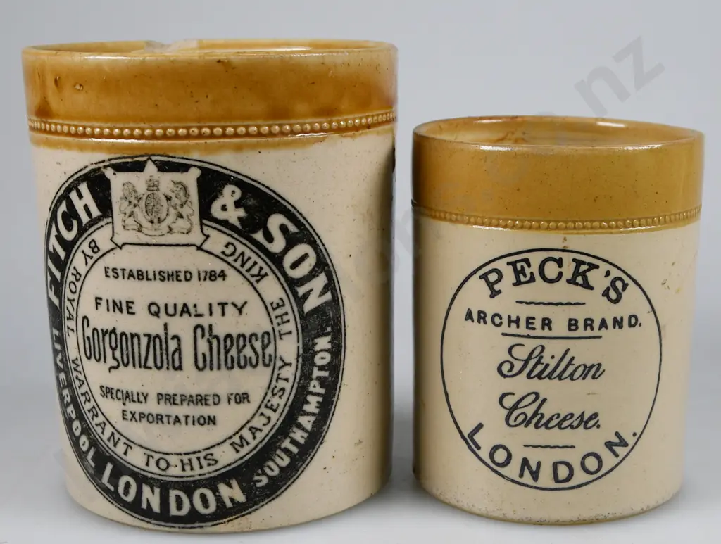 FITCH LONDON, PECK'S LONDON STONEWARE CHEESE POTS Image 1++