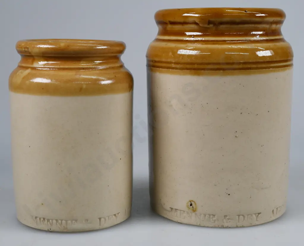 MENNIE & DEY AUCKLAND STONEWARE JAM POTS Image 1++