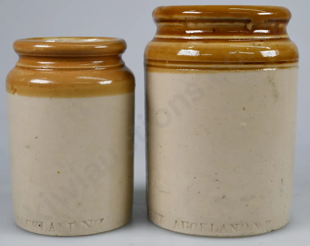 MENNIE & DEY AUCKLAND STONEWARE JAM POTS Image 1++