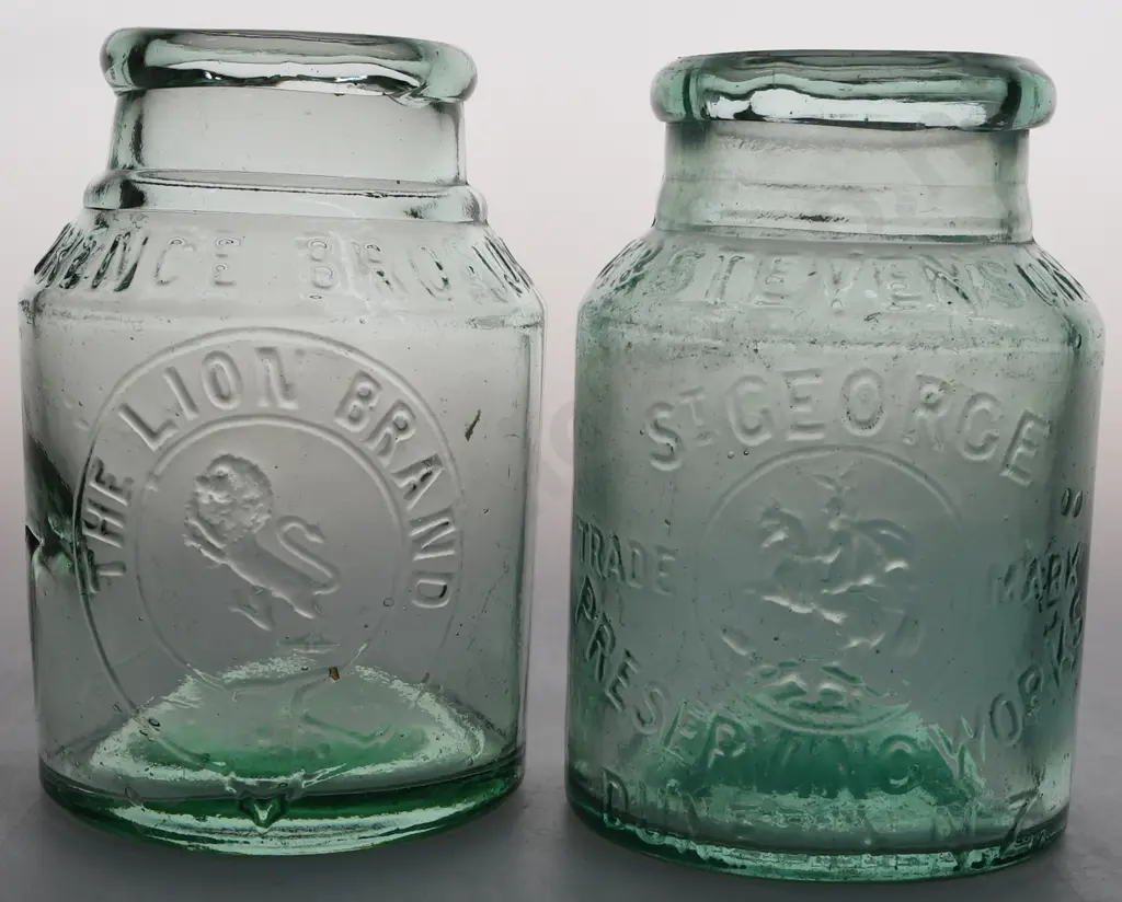 LAWRENCE BROS INVERCARGILL, ST GEORGE DUNEDIN JAM JARS Image 1++
