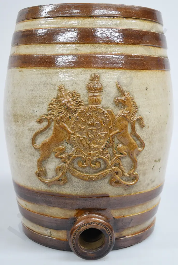 PAIR OF STONEWARE ALCOHOL BARRELS Image 1++