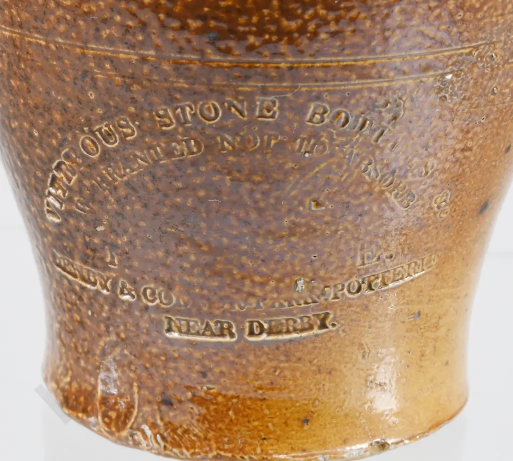 BOURNE POTTERY 1840s WAISTED FLASK  Image 1++