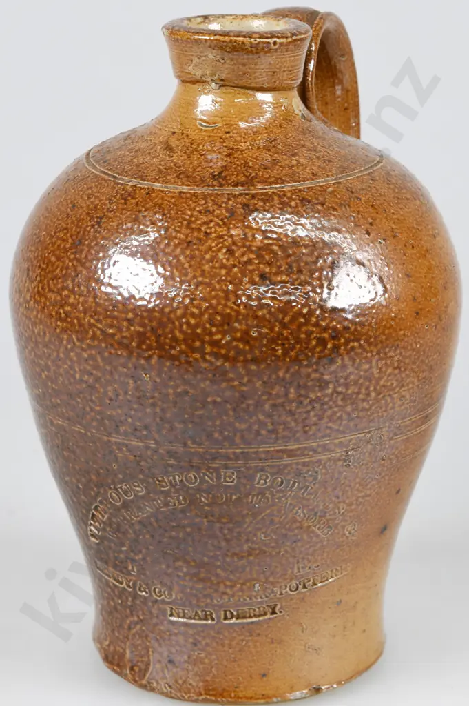 BOURNE POTTERY 1840s WAISTED FLASK  Image 1++