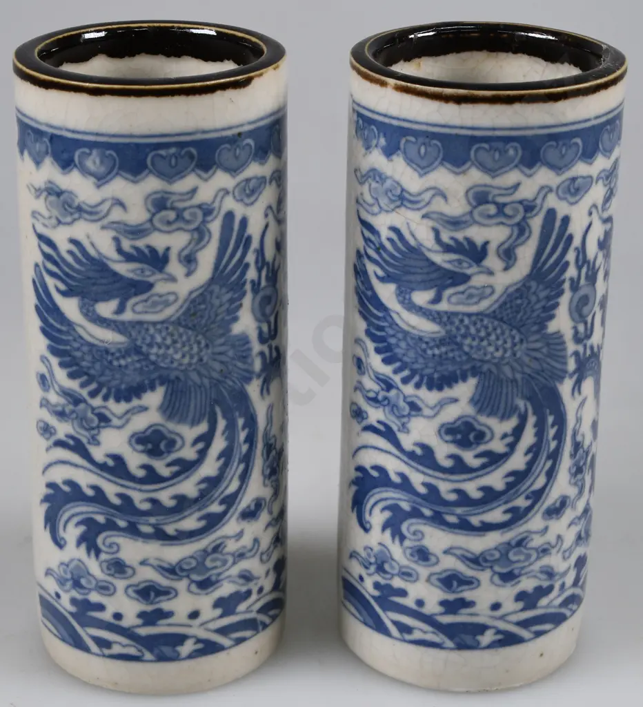 BLUE & WHITE CHINESE CALLIGRAPHY POTS Image 1++