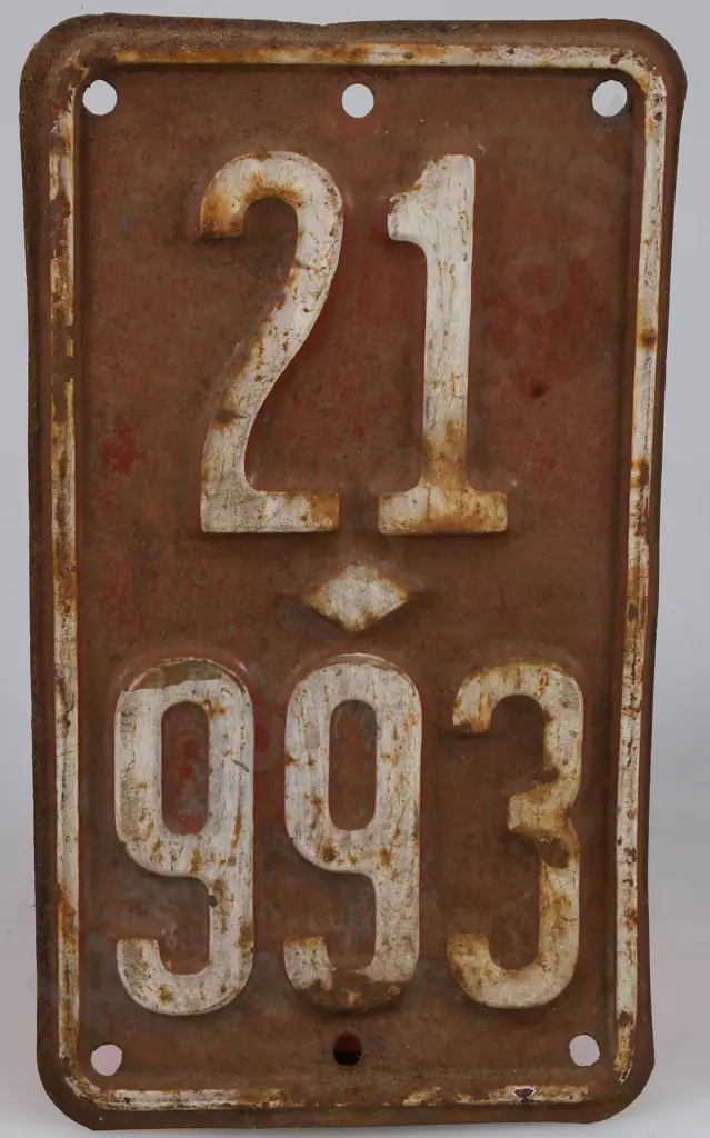 EARLY NEW ZEALAND MOTOR CYCLE NUMBER PLATE 1928 - 1929 Image 1++