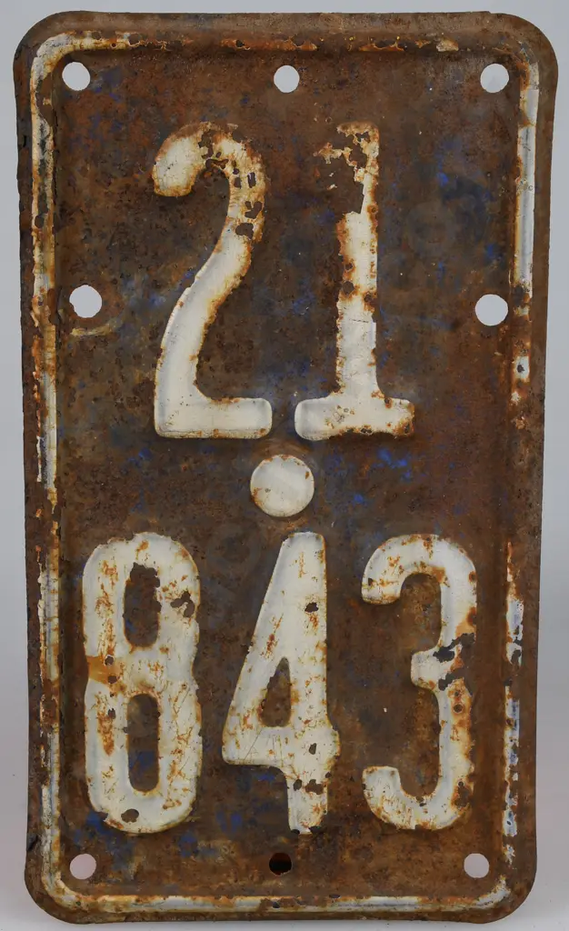 EARLY NEW ZEALAND MOTOR CYCLE NUMBER PLATE 1929 - 1930 Image 1++