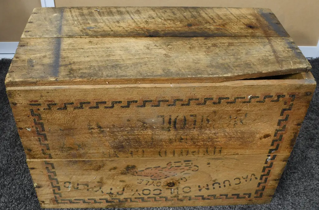 MOBIL VACUUM OIL COMPANY WOODEN BOX Image 1++