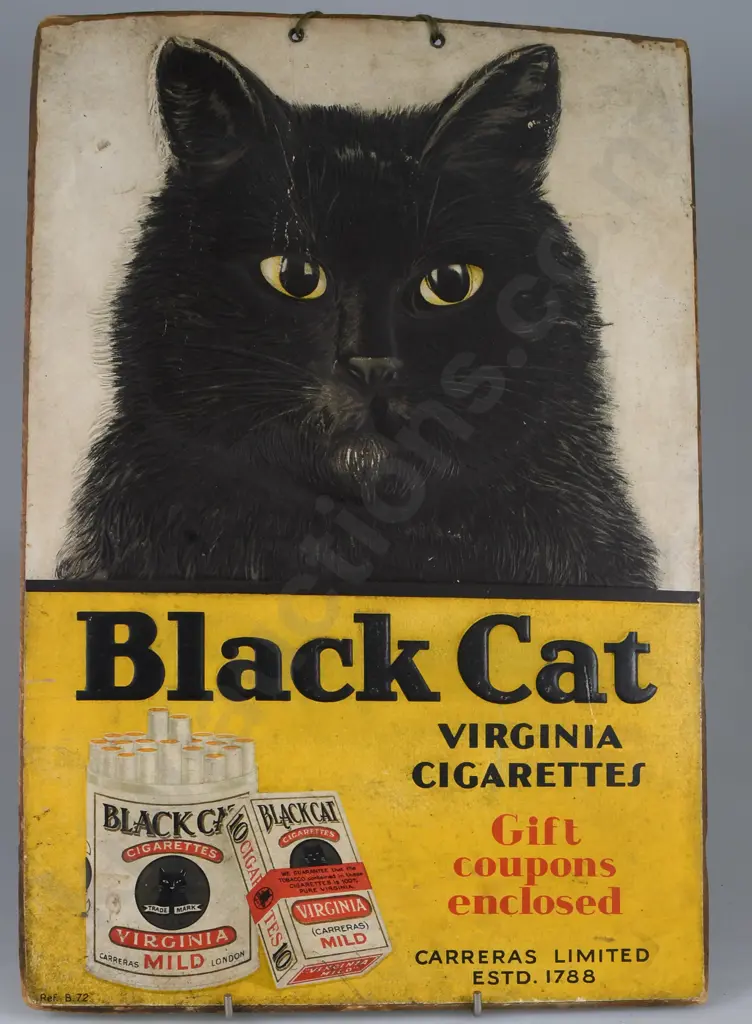 BLACK CAT CIGARETTES CARD SIGN Image 1++