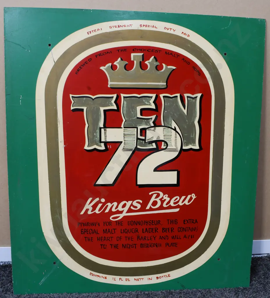 TEN 72 BEER  NZ BREWERIES ADVERTISING SIGN Image 1++