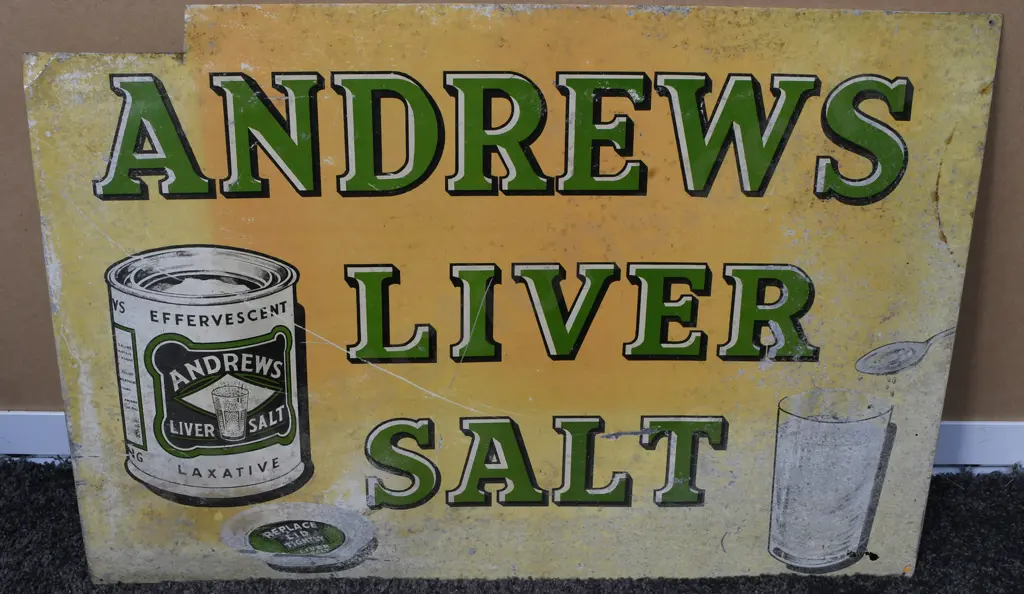 ANDREWS LIVER SALTS TINPLATE SIGN Image 1++