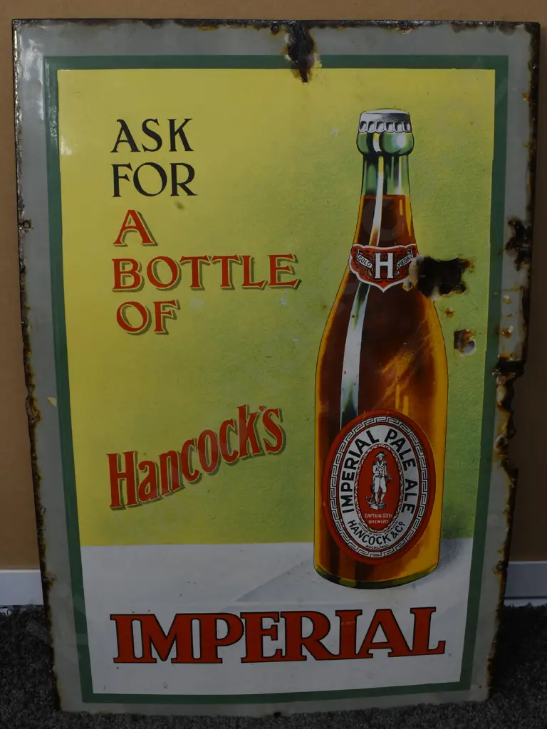 HANCOCKS IMPERIAL ALE ENAMEL SIGN Image 1++
