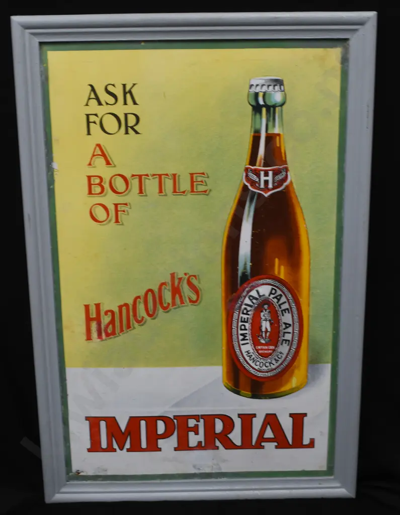 HANCOCKS IMPERIAL ALE FRAMED ENAMEL SIGN Image 1++