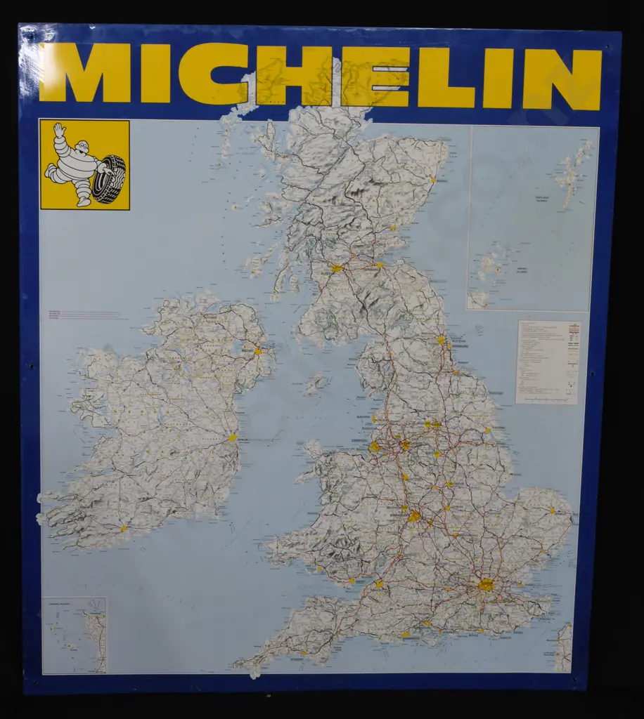 MICHELIN TIN PLATED ROAD MAP SIGN OF GREAT BRITAIN Image 1++