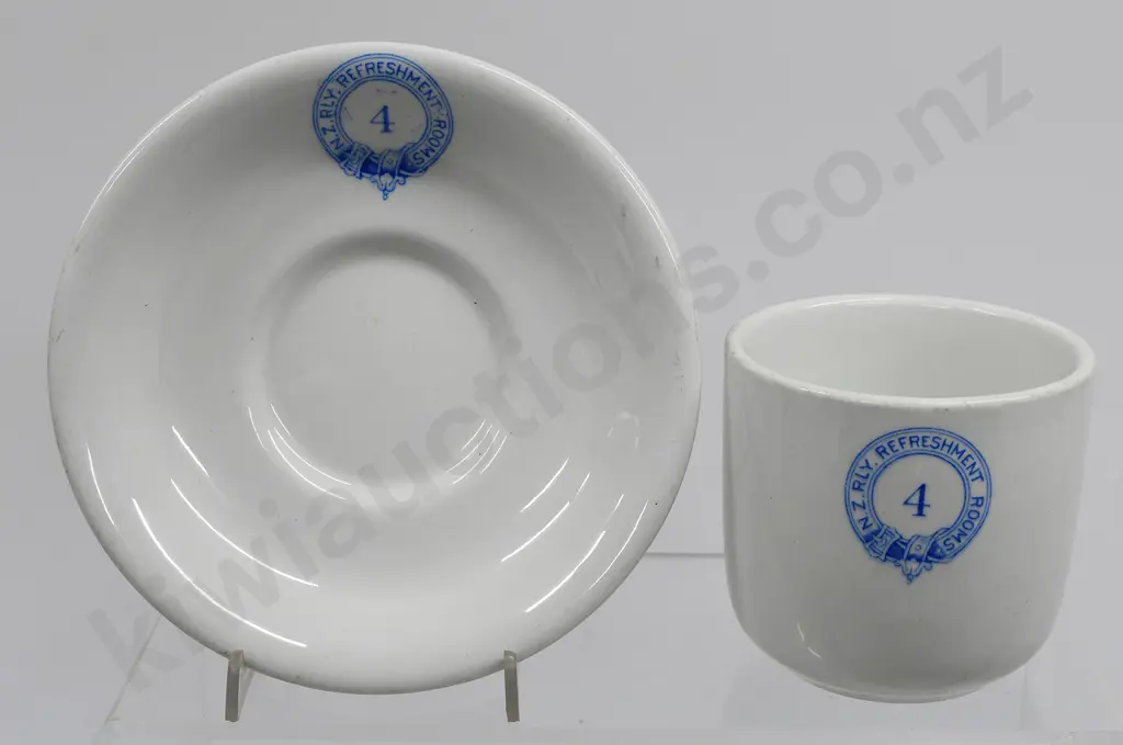 NZ RAILWAY REFRESHMENT ROOMS PALMERSTON NORTH NUMBER 4 CUP AND SAUCER Image 1++