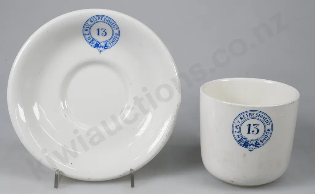 NZ RAILWAY REFRESHMENT ROOMS KAITOKE NUMBER 13 CUP & SAUCER Image 1++