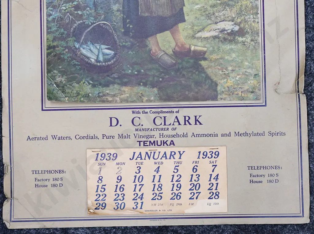 CLARK TEMUKA 1939 CALENDAR Image 1++