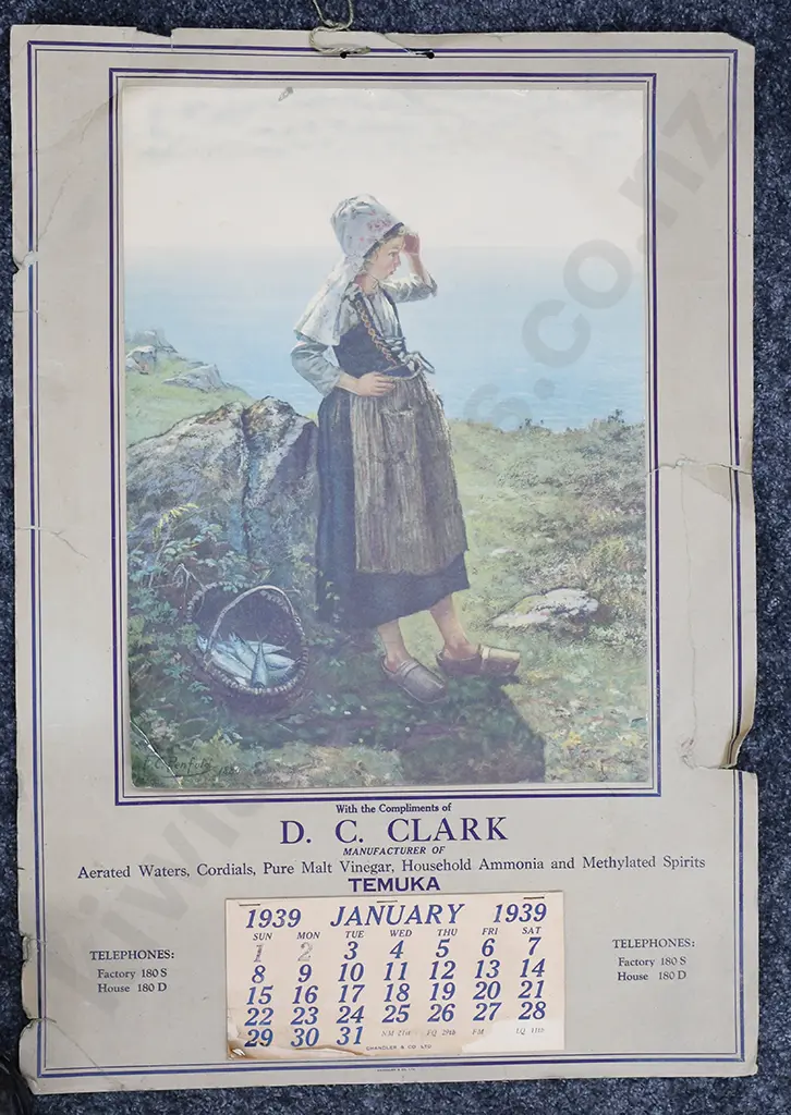 CLARK TEMUKA 1939 CALENDAR Image 1++