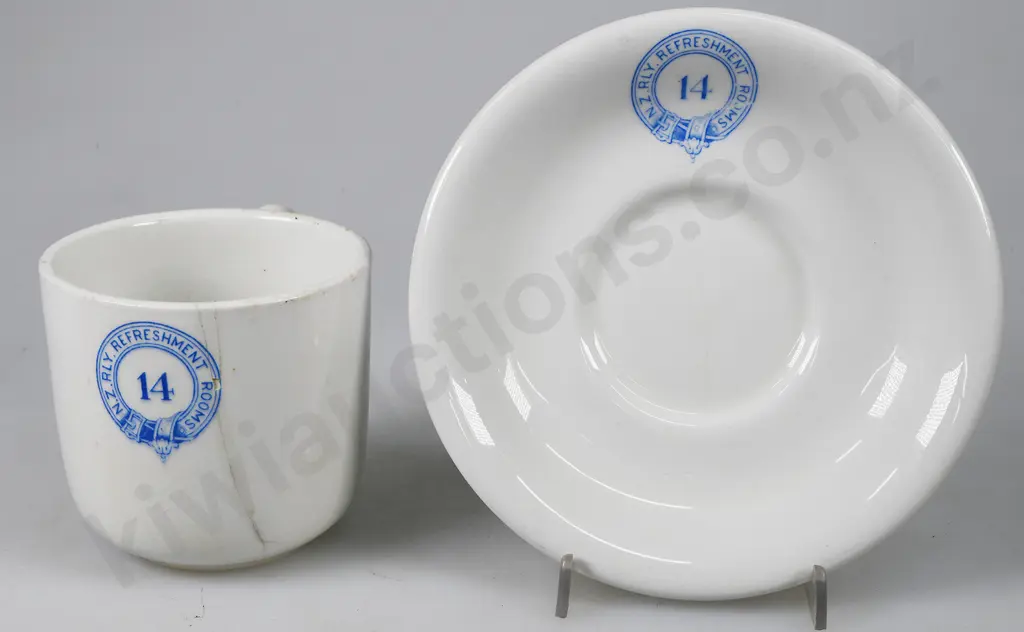 NZ RAILWAY REFRESHMENT ROOMS PATEA NUMBER 14 CUP & SAUCER Image 1++