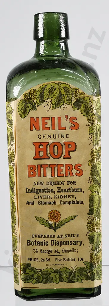 NEIL'S HOP BITTERS DUNEDIN LABELLED SCHNAPPS Image 1++