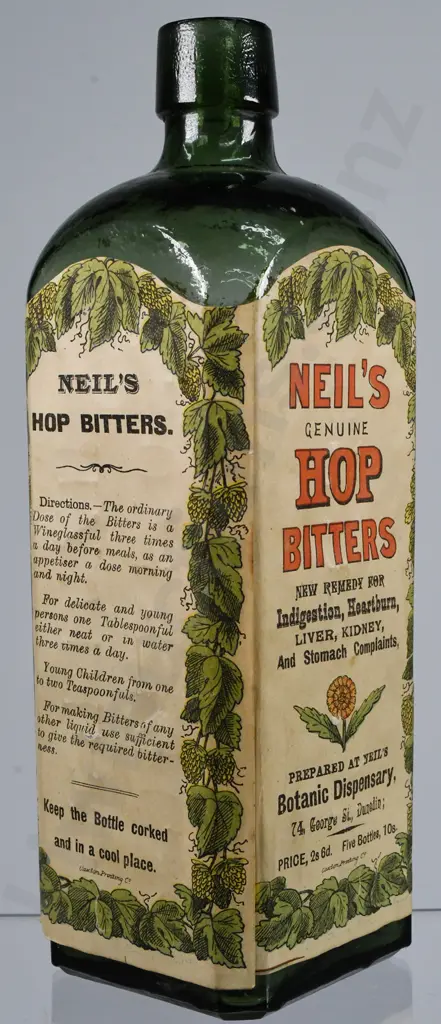 NEIL'S HOP BITTERS DUNEDIN LABELLED SCHNAPPS Image 1++