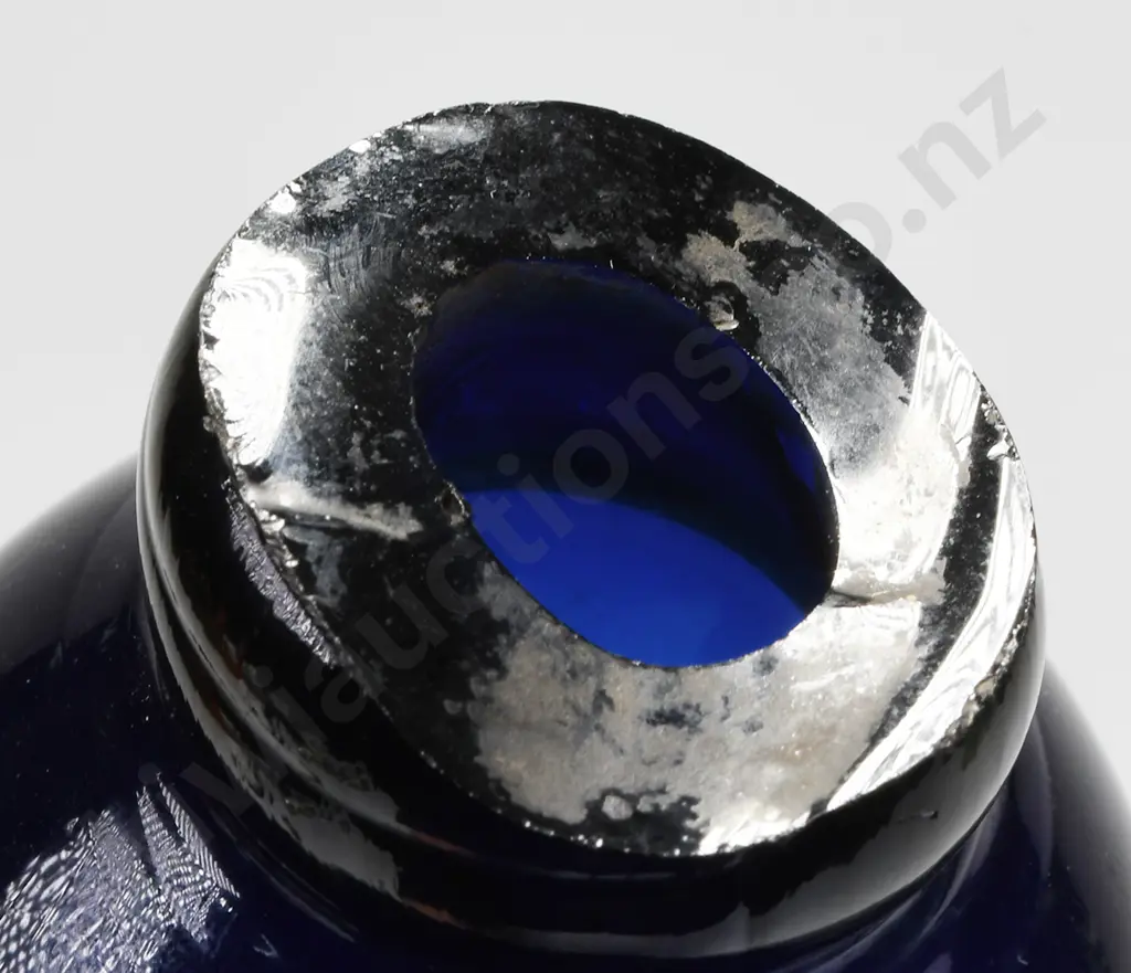 COBALT GLASS ROLLING PIN NORTHUMBERLAND SAILING SHIP DATED 1874 Image 1++