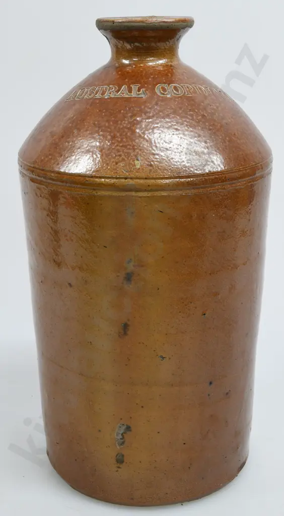 AUSTRAL CORDIAL CO STONE JAR HALF GALLON Image 1++