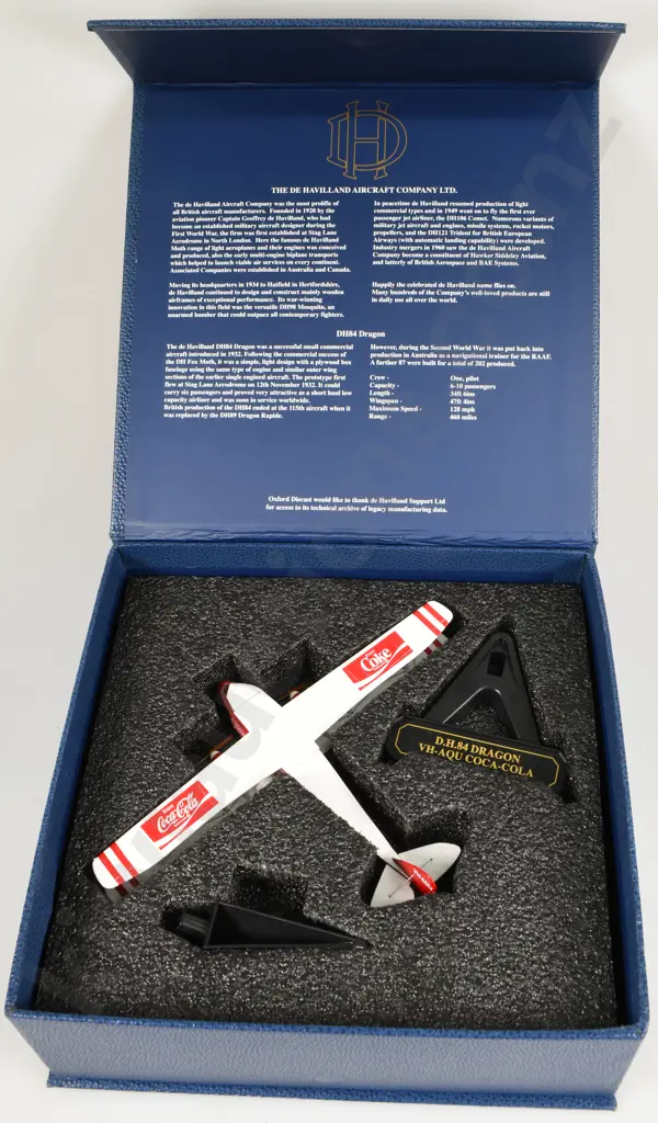DE HAVILAND DH84 DRAGON AIRCRAFT COCA COLA BOXED Image 1++