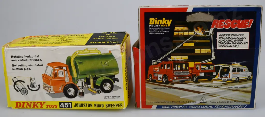 DINKY TOYS JOHNSTON ROAD SWEEPER, CONVOY SKIP TRUCK Image 1++