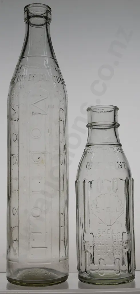 MOBIL QUART AND SHELL PINT OIL BOTTLES Image 1++