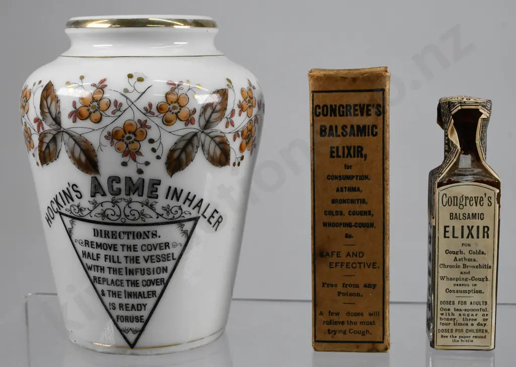 HOCKIN'S ACME INHALER, BOXED CONGREVES ELIXIR Image 1++