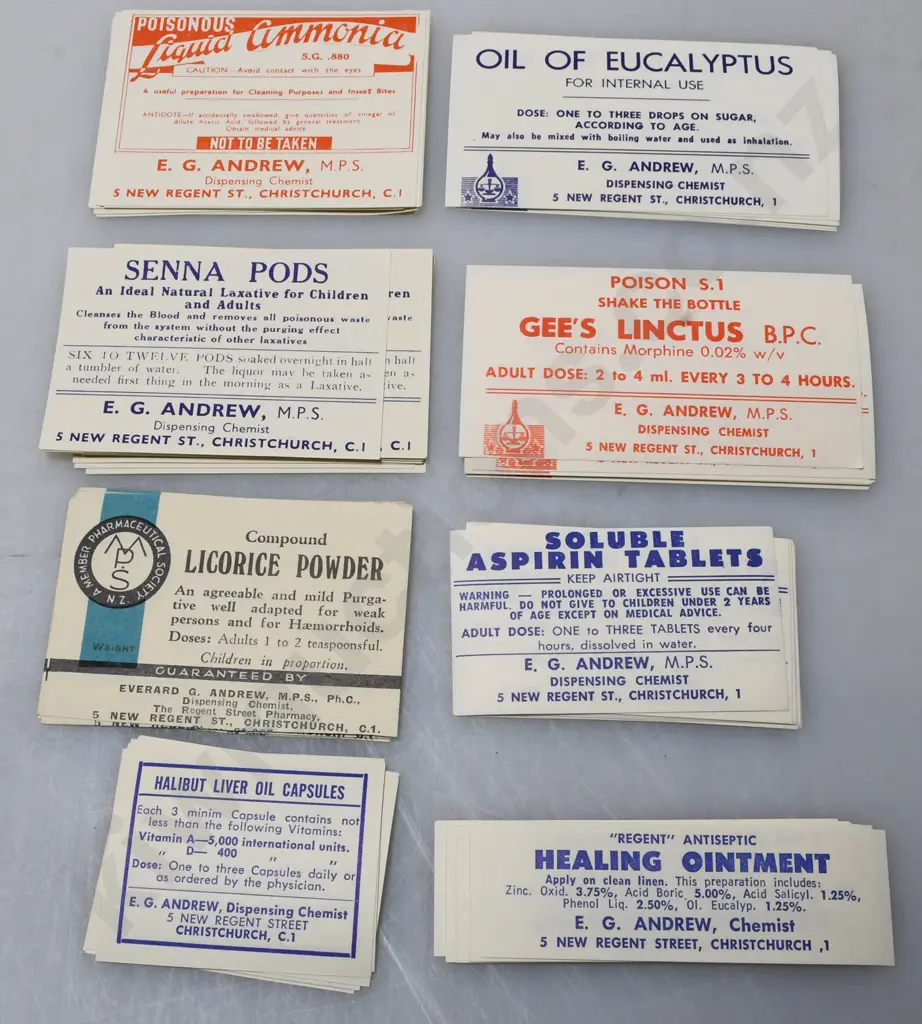 PHARMACEUTICAL PAPER LABELS AND PILL BOXES, CHRISTCHURCH CHEMISTS Image 1++