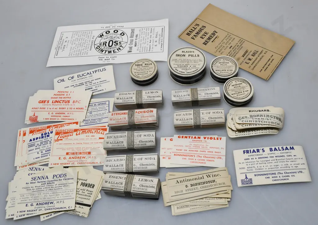 PHARMACEUTICAL PAPER LABELS AND PILL BOXES, CHRISTCHURCH CHEMISTS Image 1++