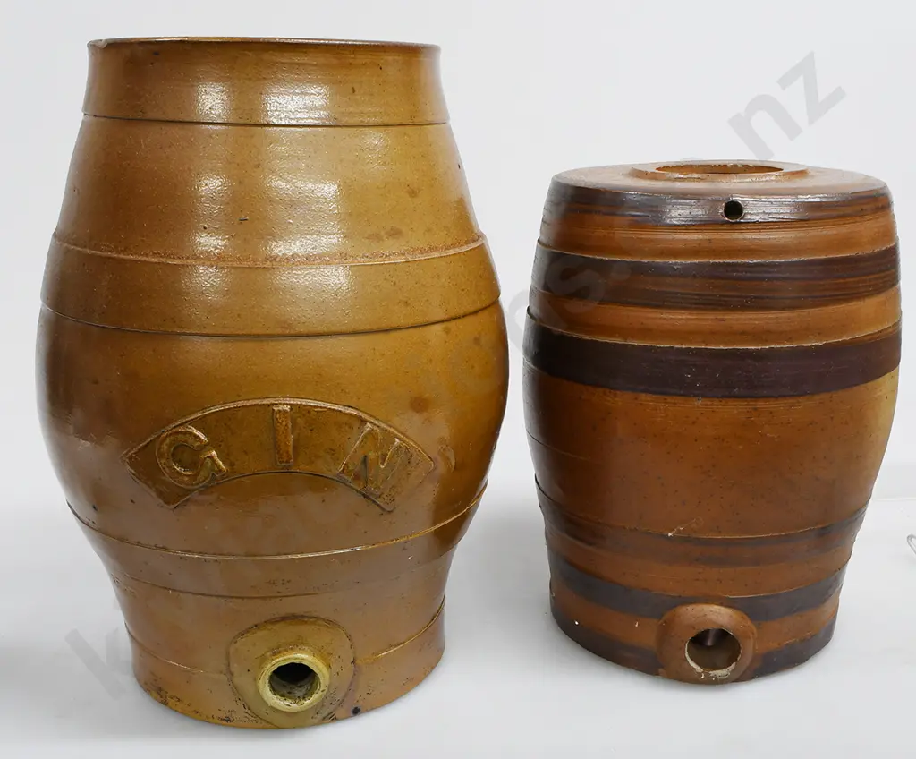 2 STONEWARE BARRELS Image 1++