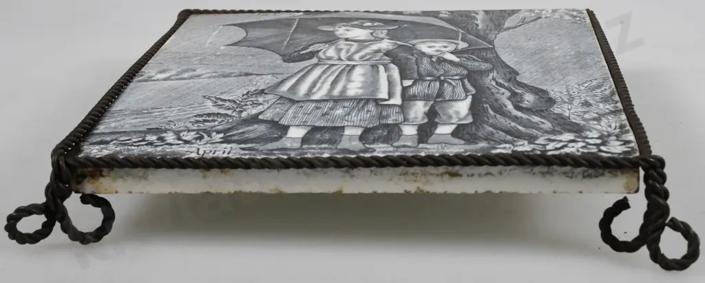 EARLY WEDGWOOD CERAMIC TILE ON STAND Image 1++