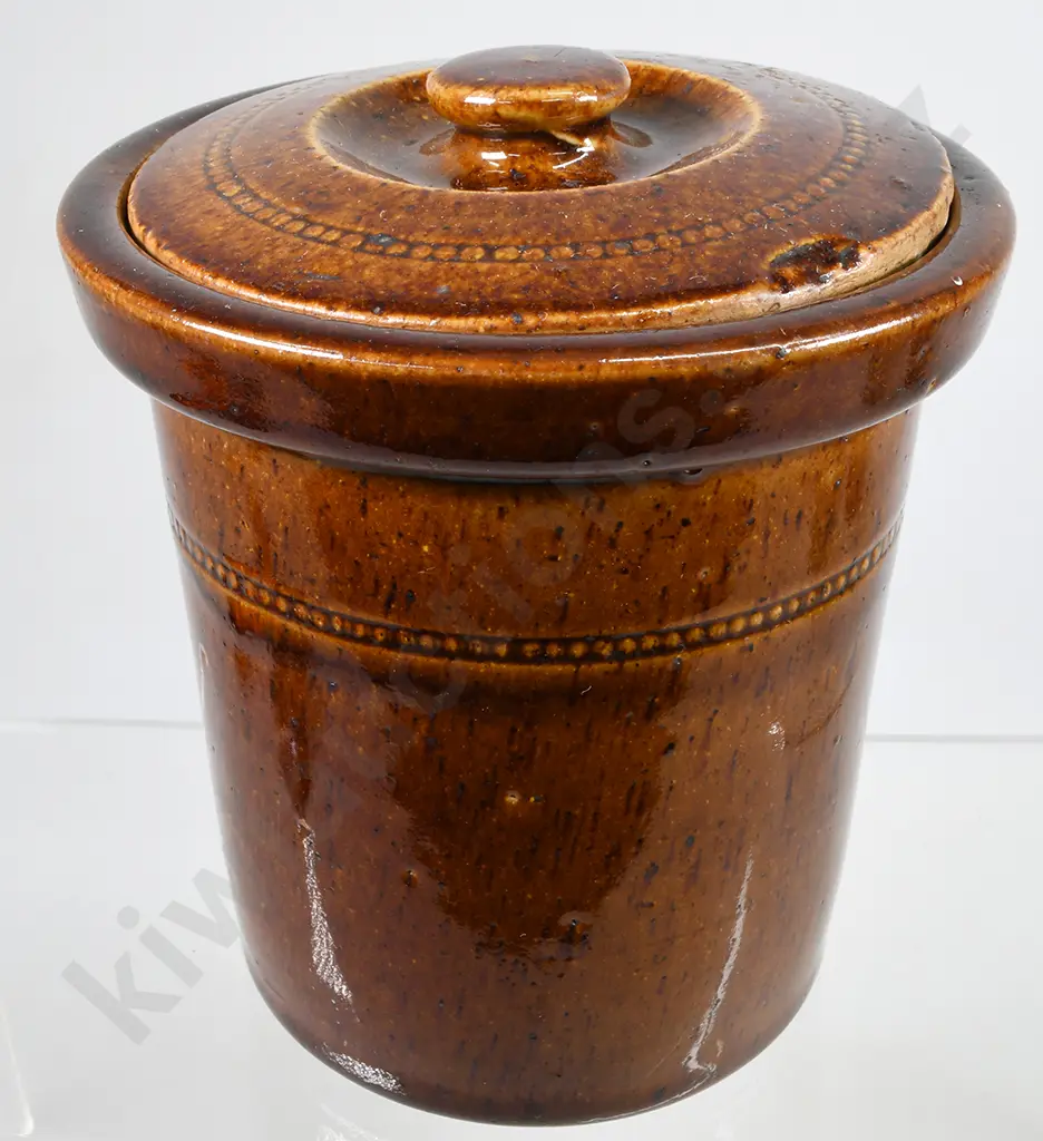 LUKE ADAMS CHRISTCHURCH LIDDED STORAGE CROCK Image 1++