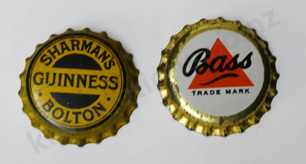 SHARMAN'S BOLTON GUINNESS & BASS BOTTLE CAPS Image 1++